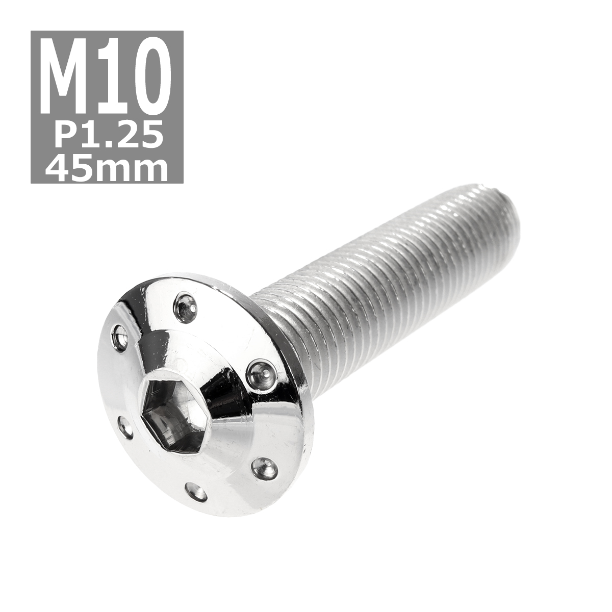 ボタンボルト M10×45mm P1.25 ホールヘッド H-1 ステンレス シルバー 1個 TR0645 | ブランド登録なし