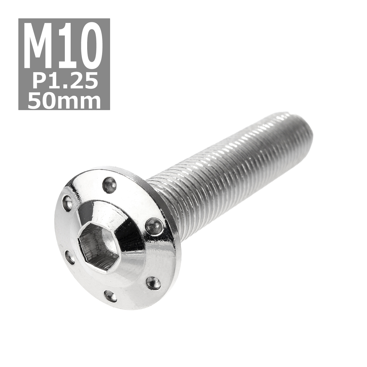 ボタンボルト M10×50mm P1.25 ホールヘッド H-1 ステンレス シルバー 1個 TR0646 | ブランド登録なし
