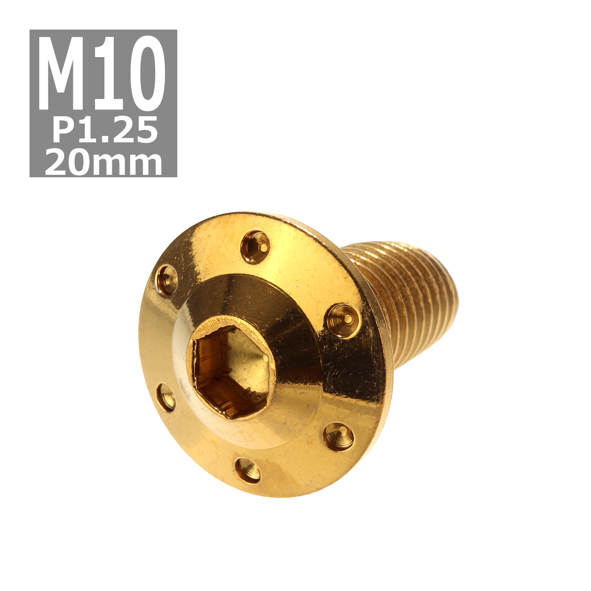 ボタンボルト M10×20mm P1.25 ホールヘッド H-1 ステンレス ゴールド 1個 TR0653