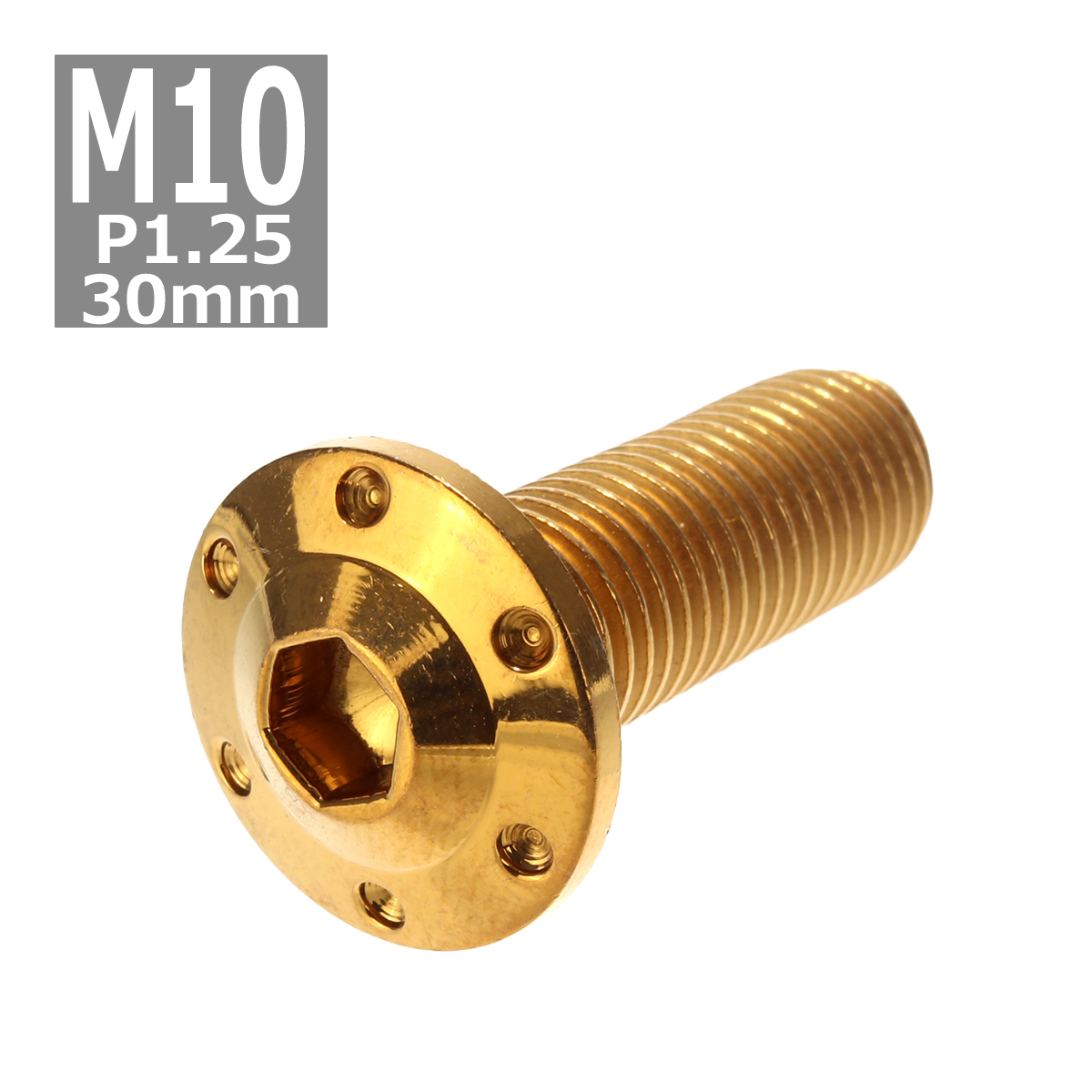 ボタンボルト M10×30mm P1.25 ホールヘッド H-1 ステンレス ゴールド 1個 TR0655｜tech