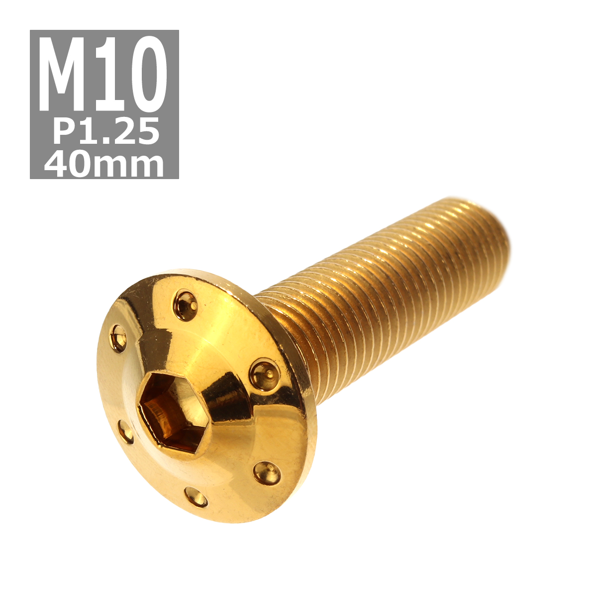 ボタンボルト M10×40mm P1.25 ホールヘッド H-1 ステンレス ゴールド 1個 TR0657 | ブランド登録なし