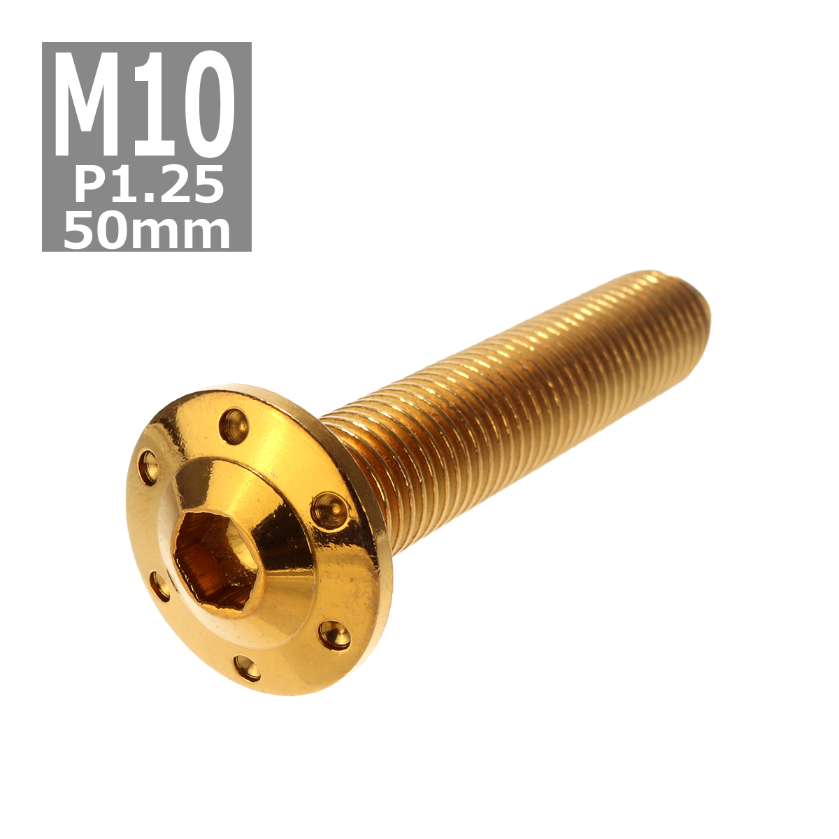 ボタンボルト M10×50mm P1.25 ホールヘッド H-1 ステンレス ゴールド 1個 TR0659 | ブランド登録なし