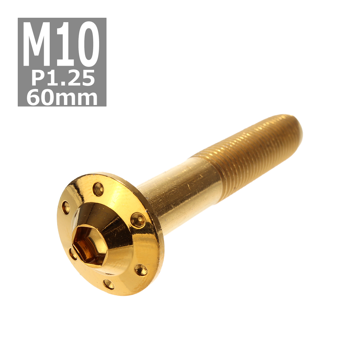 ボタンボルト M10×60mm P1.25 ホールヘッド H-1 ステンレス ゴールド 1個 TR0661 | ブランド登録なし