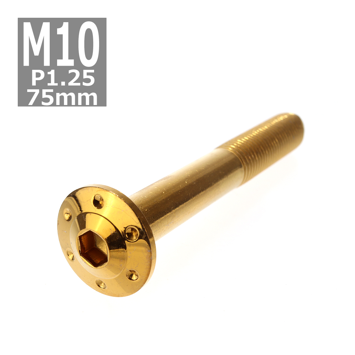 ボタンボルト M10×75mm P1.25 ホールヘッド H-1 ステンレス ゴールド 1個 TR0664 | ブランド登録なし