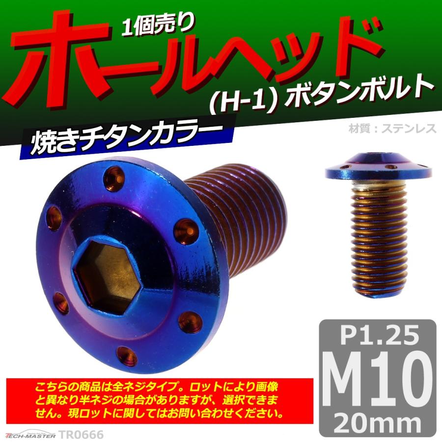 ボタンボルト M10×20mm P1.25 ホールヘッド H-1 ステンレス 焼きチタンカラー 1個 TR0666 | ブランド登録なし | 01