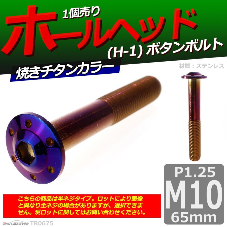 ボタンボルト M10×65mm P1.25 ホールヘッド H-1 ステンレス 焼きチタンカラー 1個 TR0675 | ブランド登録なし | 01