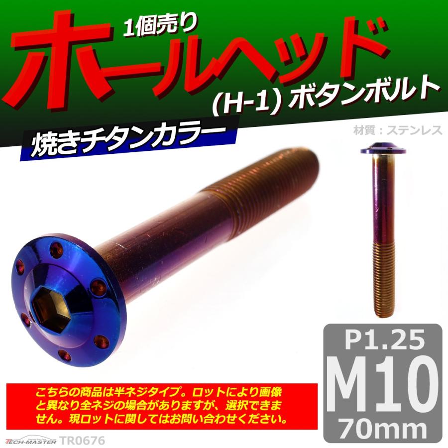 ボタンボルト M10×70mm P1.25 ホールヘッド H-1 ステンレス 焼きチタンカラー 1個 TR0676 | ブランド登録なし | 01