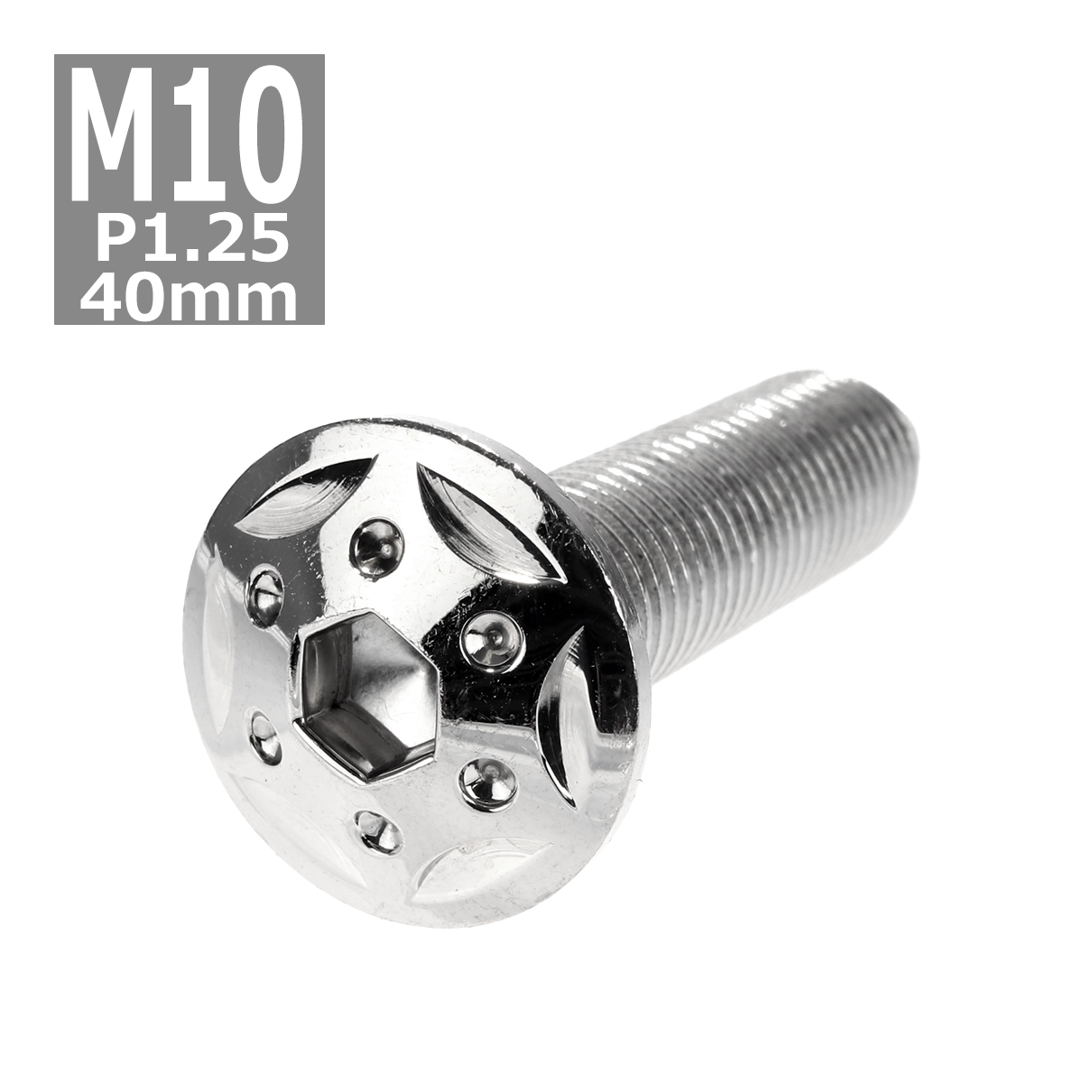 ボタンボルト M10×40mm P1.25 スターホールヘッド ステンレス シルバー 1個 TR0683 | ブランド登録なし