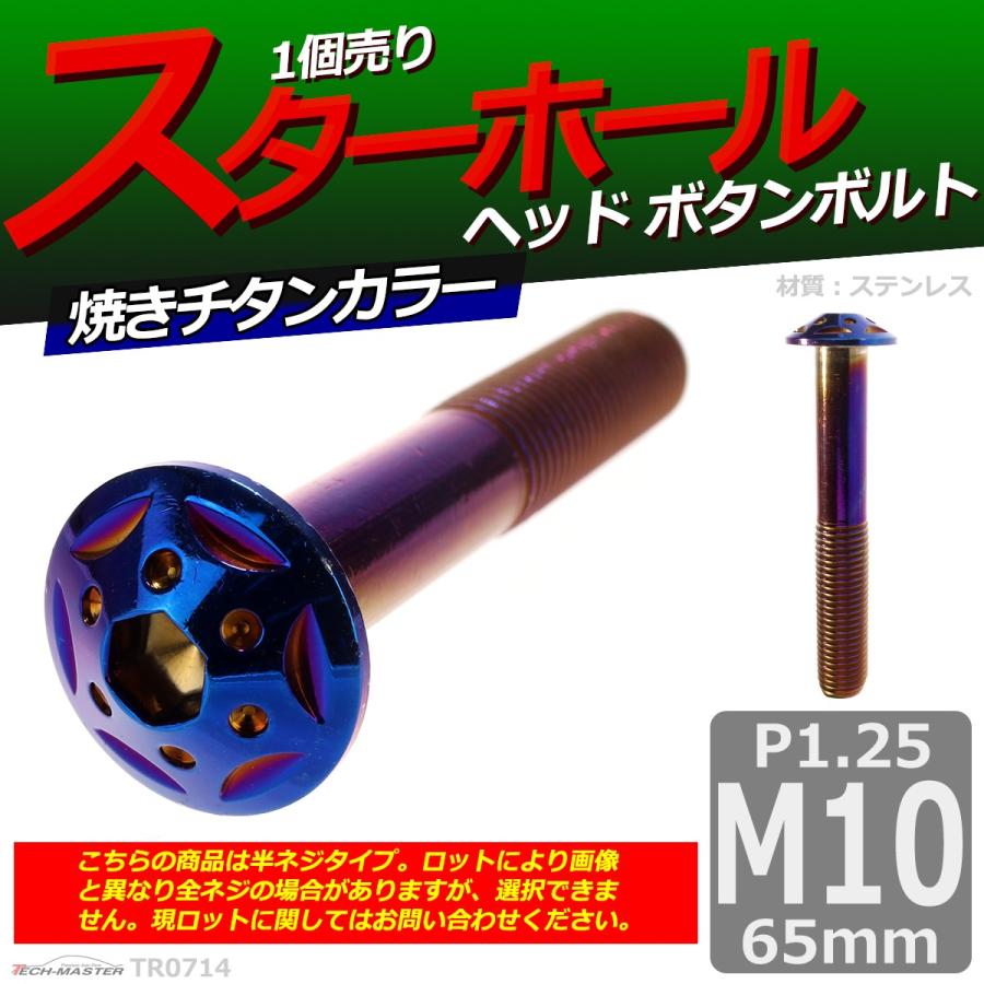 ボタンボルト M10×65mm P1.25 スターホールヘッド ステンレス 焼きチタンカラー 1個 TR0714 | ブランド登録なし | 01