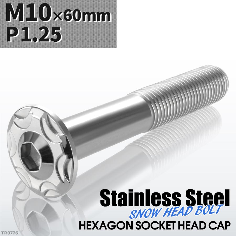 ボタンボルト M10×60mm P1.25 スノーヘッド ステンレス シルバーカラー 1個 TR0726 | ブランド登録なし | 01