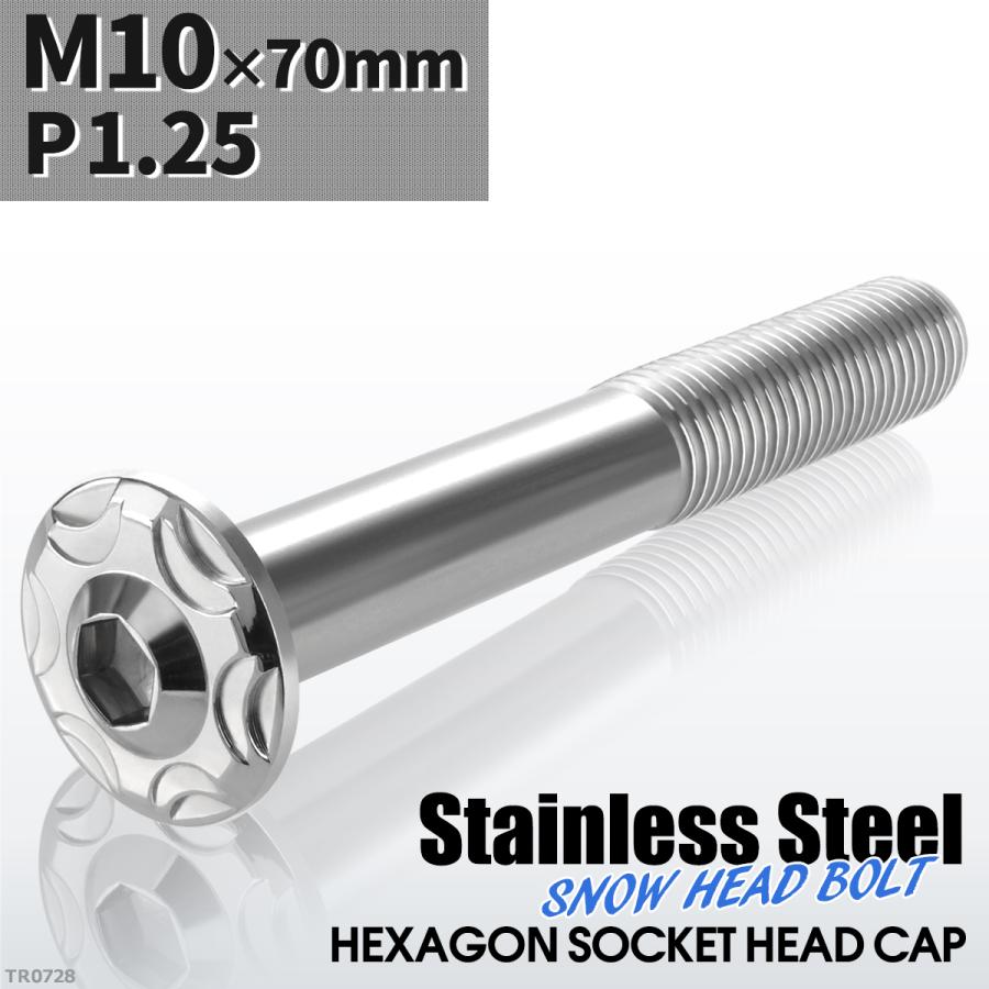 ボタンボルト M10×70mm P1.25 スノーヘッド ステンレス シルバーカラー 1個 TR0728 | ブランド登録なし | 01