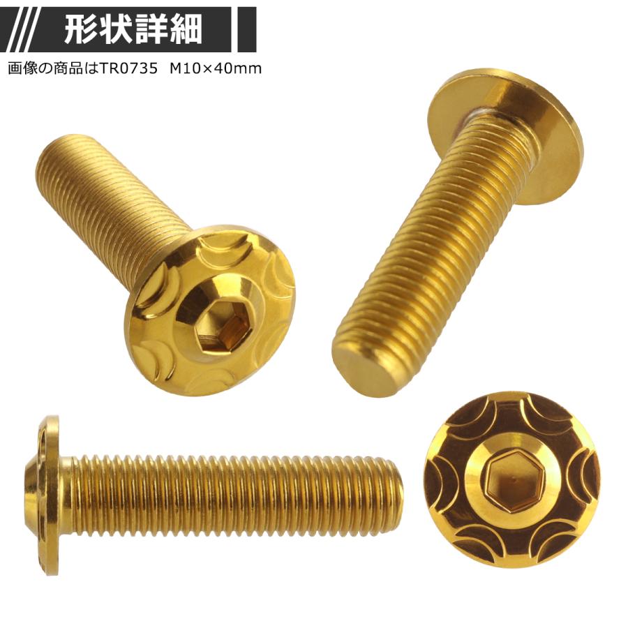 ボタンボルト M10×25mm P1.25 スノーヘッド ステンレス ゴールドカラー 1個 TR0732 | ブランド登録なし | 02