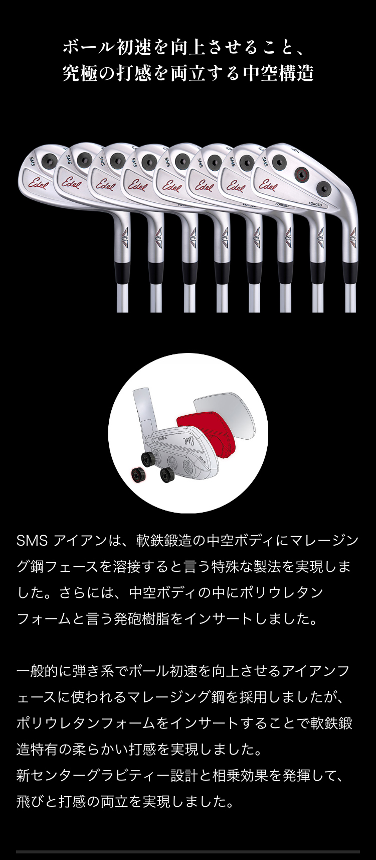公式】ゴルフ アイアン イーデル EDEL SMSアイアン Irons 4番 5