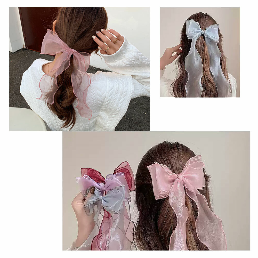 ヘアクリップ ビッグ リボンクリップ 大きいリボン 髪飾り 三つ編み