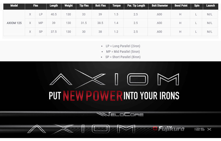 フジクラ AXIOM アクシオム 125 アイアンシャフト US Fujikura