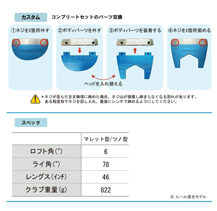 Lynx MASTER MODEL長尺パター46インチ　ヘッド2種カチャカチャ式 Lynx リンクス マスターモデル MF 長尺 パター コンプリート