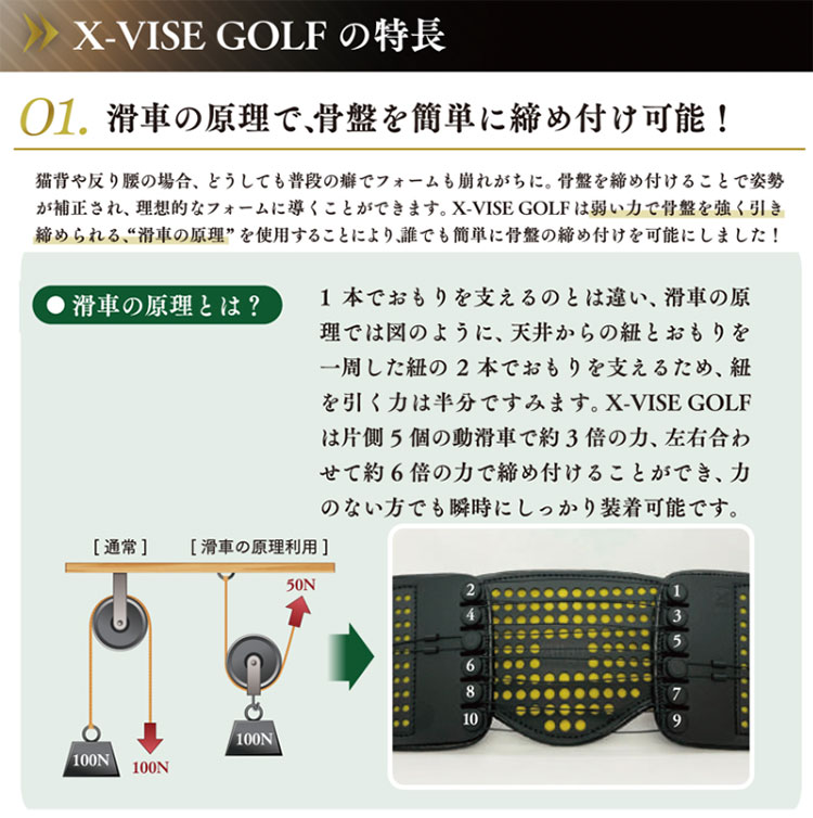 リンクス クロスバイス ゴルフ X-VISE GOLF　動滑車式骨盤ベルト｜teeolive-kobe｜06