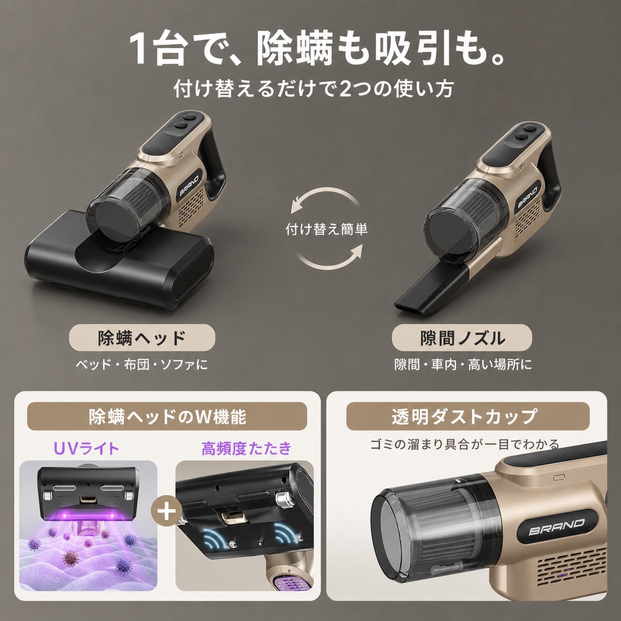 布団クリーナー 35000pa 強力吸引力 ダニ取り掃除機 ベッド掃除機 布団