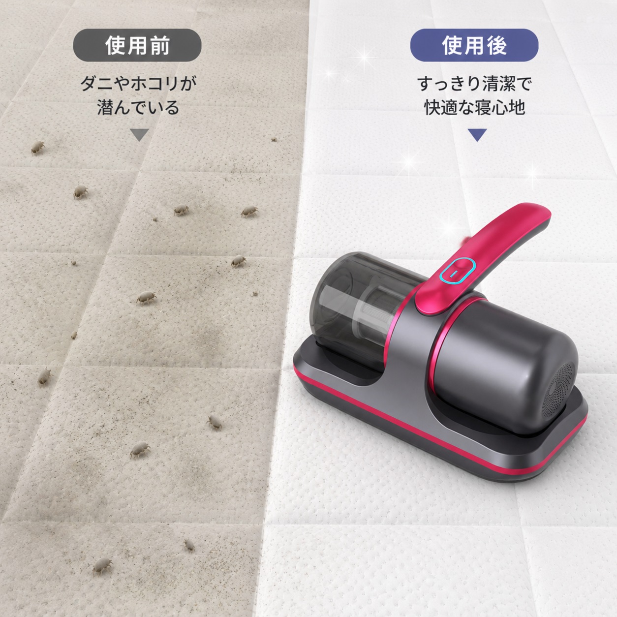 布団クリーナー 38000pa 強力吸引力 ダニ取り掃除機 ベッド掃除機 布団