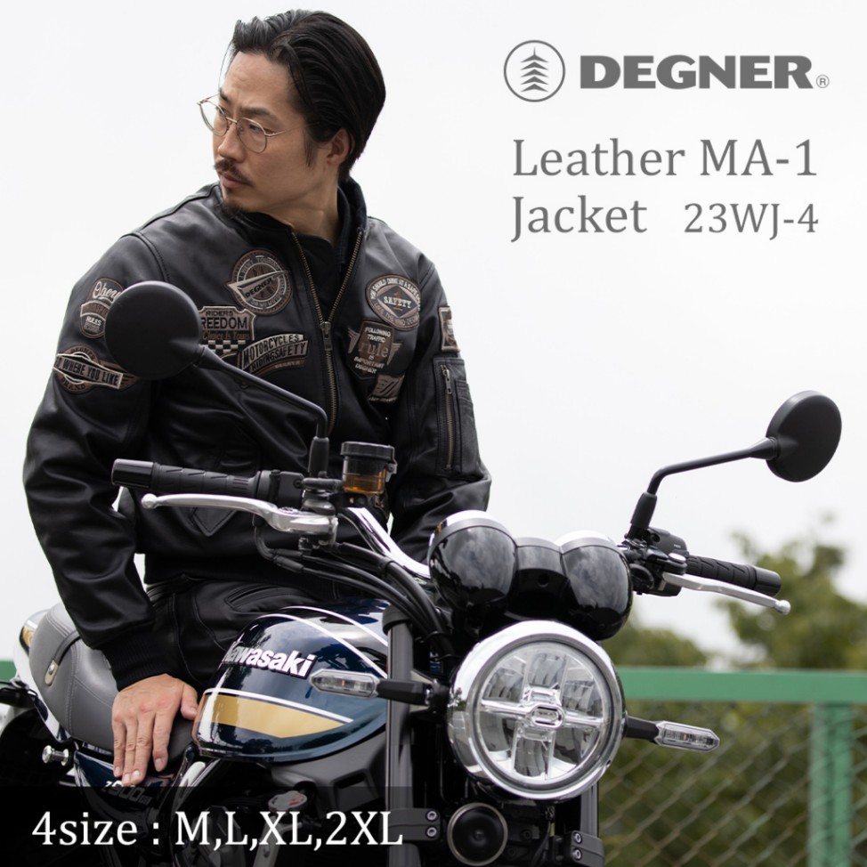 デグナー DEGNER 23WJ-4 シープレザーMA-1ジャケット ブラック : 八百