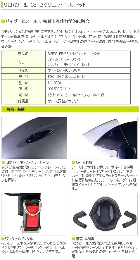 LEAD リード工業 SERIO RE-35 セミジェットヘルメット 0SS-GCRE35S