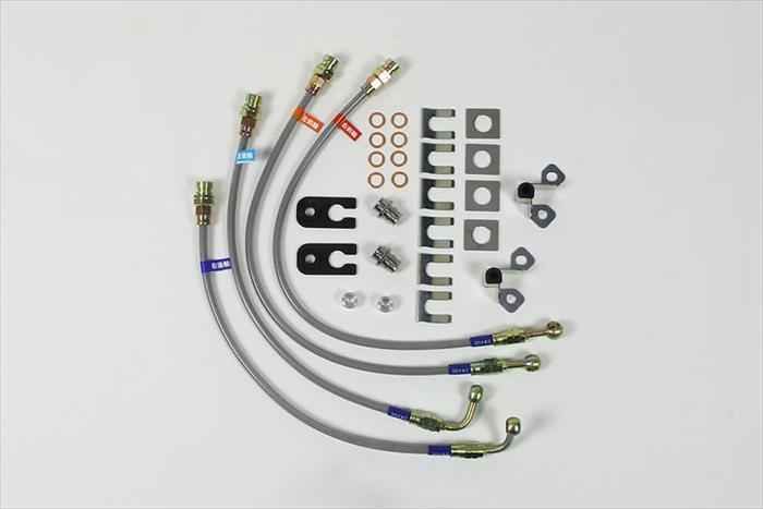 送料無料 ブレーキホースキット クリアホース ステンレス製フィッティング仕様 クリアコート J59 J57 J53 ジープ