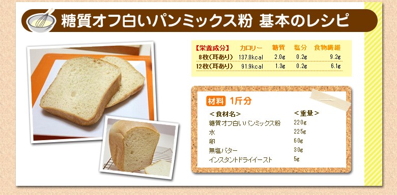 糖質オフ白いパンミックス粉　基本のレシピ