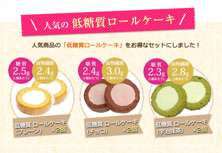 低糖質 スイーツ ロールケーキ 2個×3種セット （プレーン、チョコ、抹茶）ダイエット 糖質オフ 低糖工房 - 通販 - PayPayモール