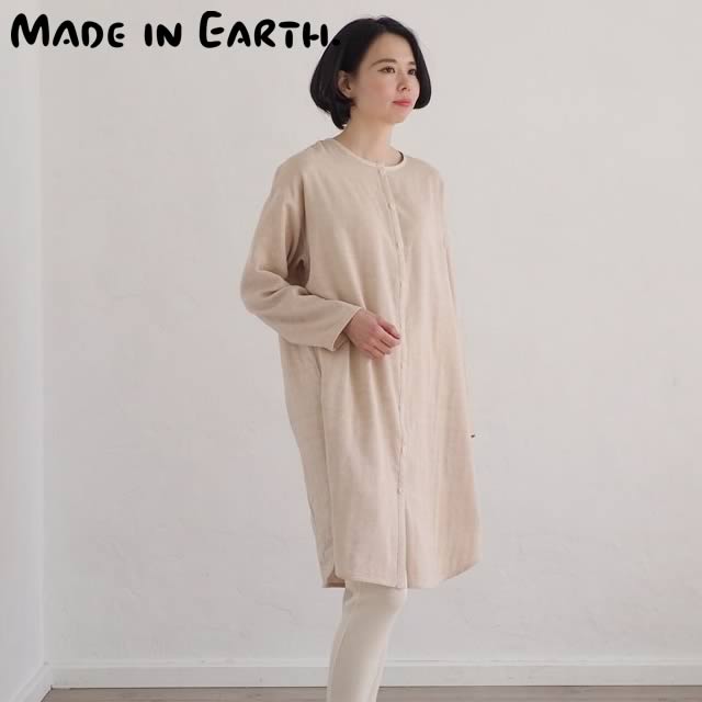 メーカー包装済 ダブルガーゼのワンピースパジャマ 茶 メイド イン アース 超激安 Amalgamatedplantations Co In
