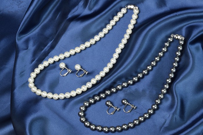 真珠 パール ネックレス 大丸松坂屋 8mm シェルパール 2色セット 人工