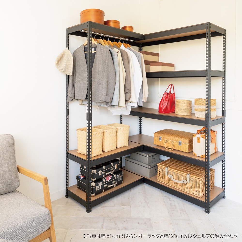 新品✨ハンガーラック 3Way シングル 黒 ブラック 耐荷重238kg 棚付き mk-c83h-7.jpg