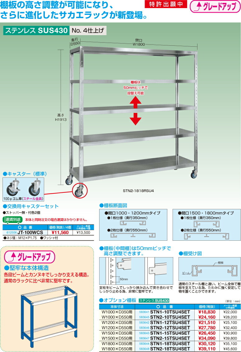 値引 サカエ Sakae ステンレスサカエキャスターラック ゴムキャスター付 ｓｕｓ４３０ ｓｔｎ２ １２１２ｒｓｕ４ 個人宅配送 時間指定 車上渡限定 人気no 1 本体 Aleefsurgical Com