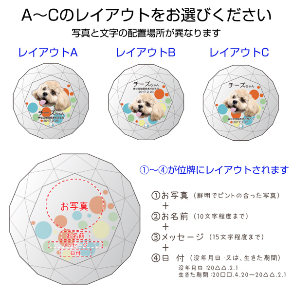 写真入りペット位牌 ダイヤモンド形