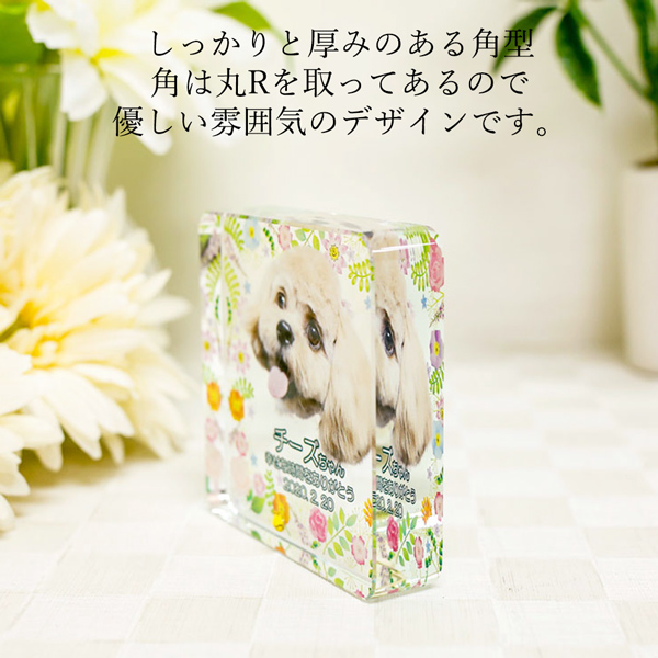 ペット位牌 クリスタル 四角形 小サイズ 誕生...の詳細画像1