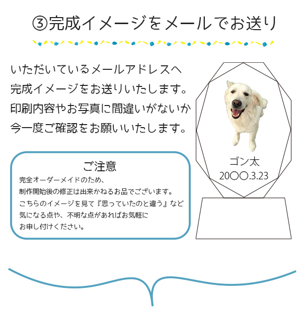 ペット位牌 クリスタル 写真入り 円形 誕生月ラインストーン入り台座 中サイズ 名入れ メッセージ 写真立て ペット用 位牌 遺影 犬 猫 仏壇 お供え KP-4B_14