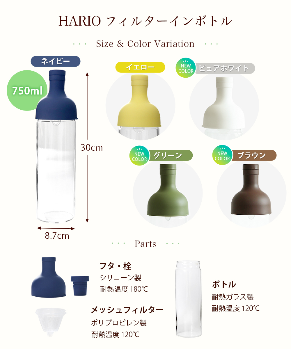 お茶 HARIO ハリオ フィルターインボトル 750ml 【7Days氷締め冷茶セット】 中国茶 水出し ポット 耐熱ガラス FIB-75｜tenchu｜06