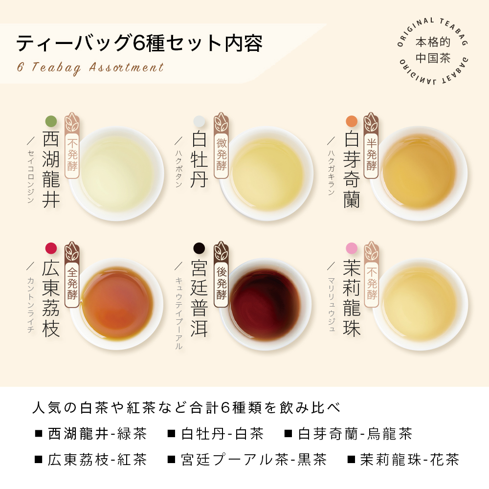 【公式】 リムテー【初回限定・お一人様2セットまで】お試し 中国茶 本格 ティーバッグ 全6種 2.5g×6パック入り お茶 ティーパック 関連画像4