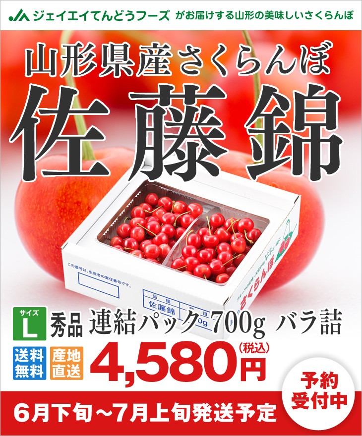 山形県産さくらんぼ佐藤錦 バラ連結パック700g