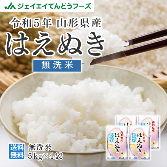 米 お米 20kg 無洗米 お米 (5kg×4袋) はえぬき 山形県産 令和5年産