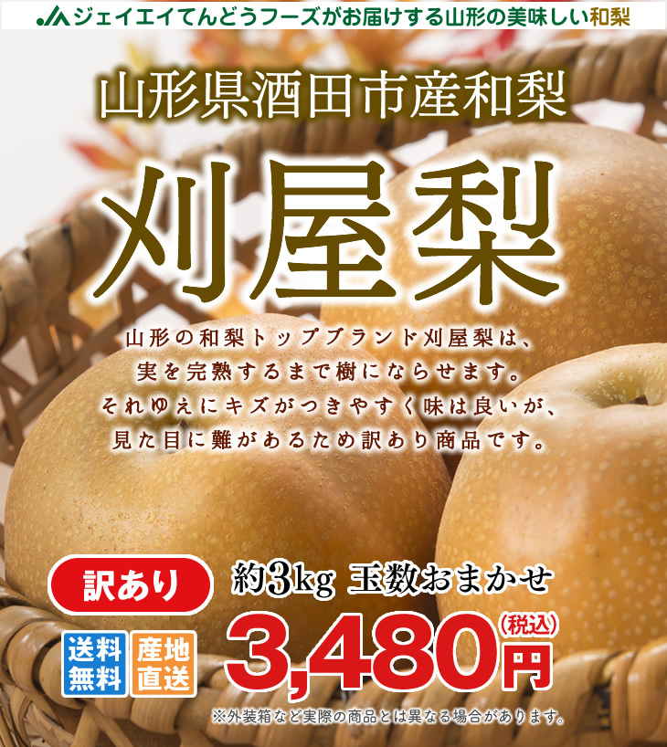 山形県産和梨幸水のご紹介 | 「幸水」は「菊水」と「早生幸蔵」を交雑して1959年に命名登録された赤梨です。日本梨の40％を占め、「豊水」と「新水」と共に梨の「三水」と呼ばれる代表的な梨です。果実は扁円形で２５０ｇ〜３００ｇ前後、褐色もしくはやや黄緑がかった褐色です。果肉には果汁がたっぷり含まれみずみずしく、程よい酸味と上品な甘さが口の中にひろがります。食感は比較的やわらかいですが、シャリシャリ感を楽しめるバランスの良い美味しい梨です。その味と食感、質の良さから長年に渡って人気の品種です。