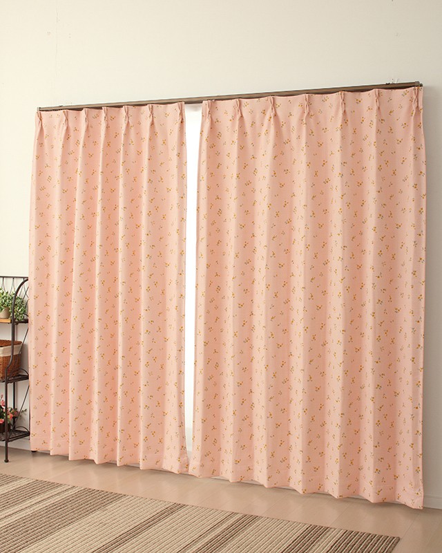 花柄 遮光カーテン 薄いピンク Amazon｜遮光カーテン 2枚 + 花柄 デザイン レース 2枚 + カーテン