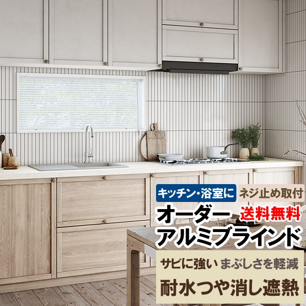 ブラインド オーダーアルミブラインド 耐水タイプ サビにくい つや消しスラット まぶしさを軽減 遮熱 送料無料 幅241〜260cm×丈181〜200cm 同梱不可商品