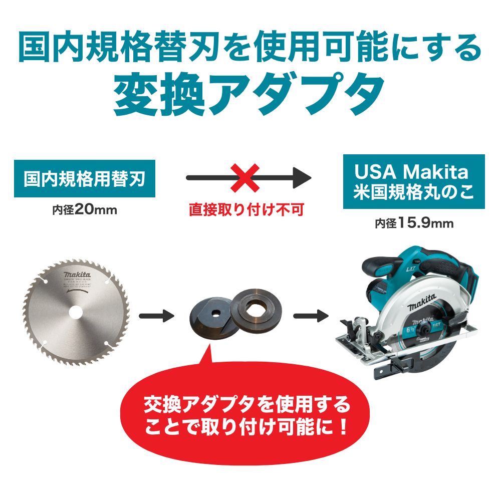 マキタ 丸ノコ 修正ブッシュ 交換アダプタ XSS02Z XSR01Z 等に対応 チップソー 変換アダプタ 特注パーツ  USAマキタの丸のこが日本で使える