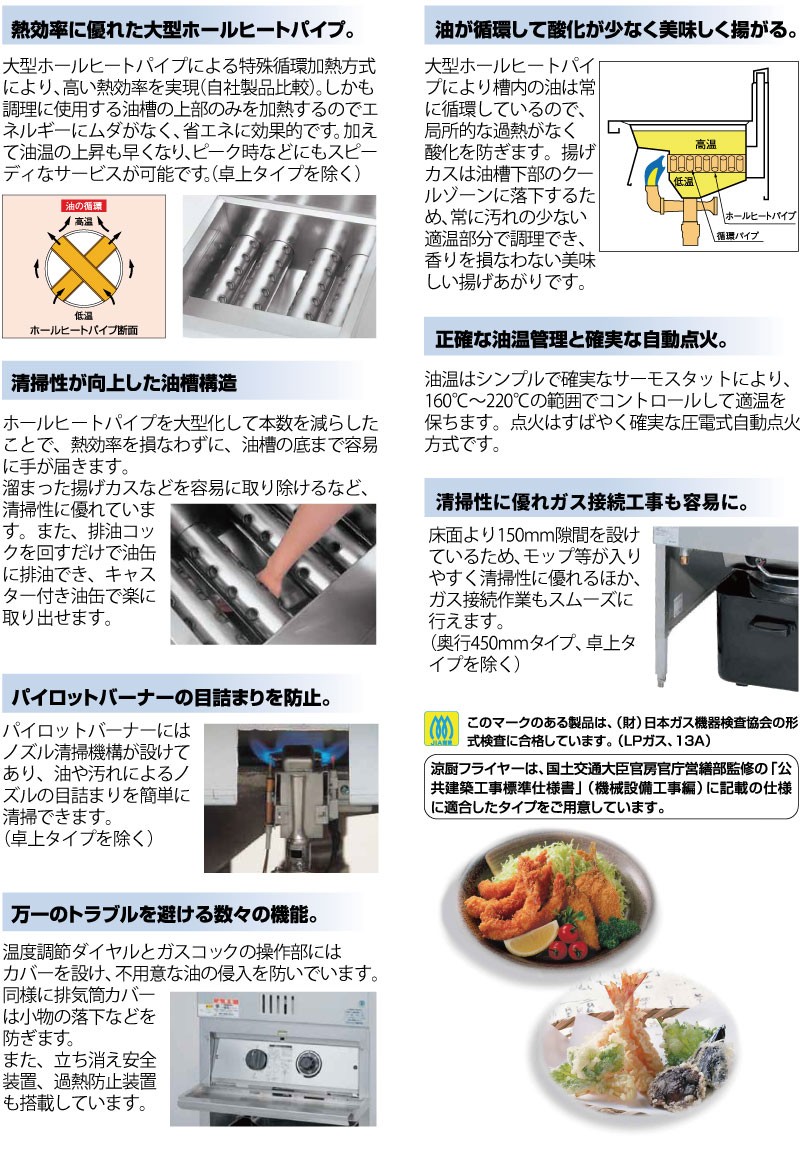 MGF-C13K マルゼン 涼厨フライヤー 13L 都市ガス/プロパンガス 幅330