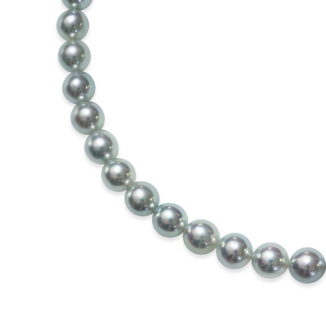 真珠 ネックレス 8.5〜9.0mm 無調色 ナチュラルブルー テリ:Ａ 巻き:B