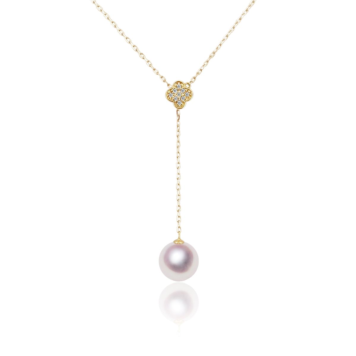 真珠 ペンダント K18 8.5mm ダイヤ0.04ct ネックレス 一粒 あこや 