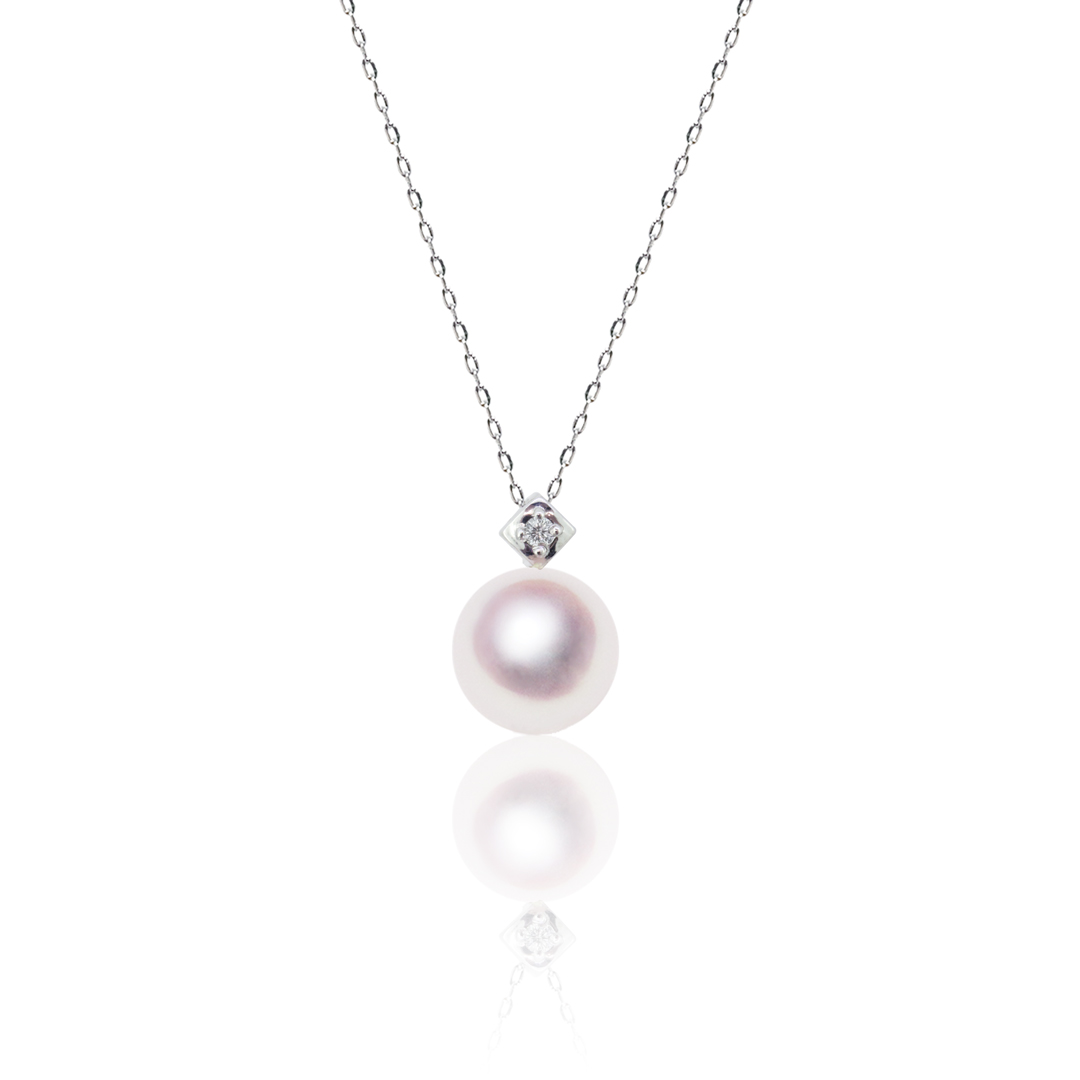真珠 ペンダント Pt 7.5mm ダイヤ0.01ct ネックレス 一粒 あこや アコヤ 宇和島 パール 誕生日 結婚記念日 人気 送料無料 プレゼント
