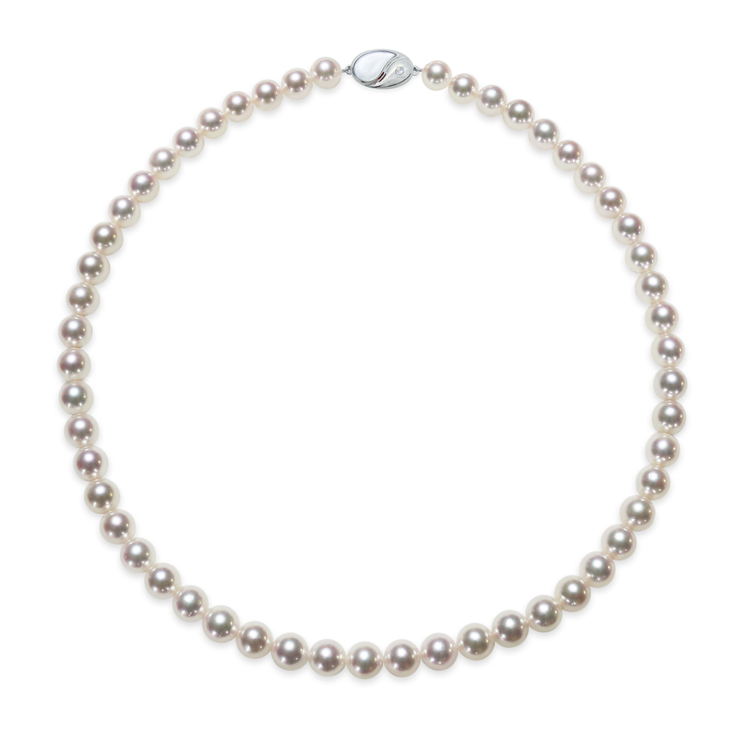 真珠 ネックレス 8.0〜8.5mm 無調色 ナチュラルホワイト テリ：A 巻き