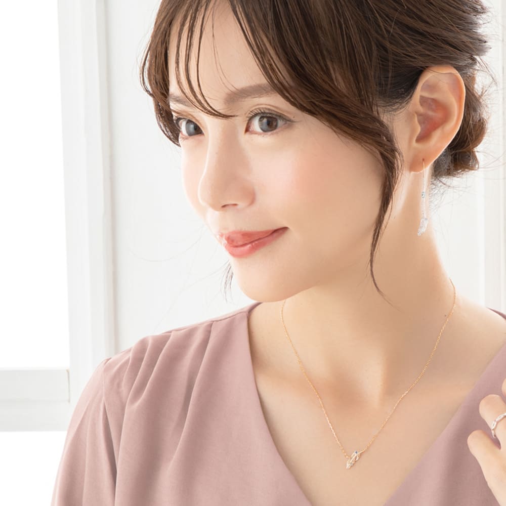 ネックレス レディース 羽根 ダイヤモンド 羽 フェザー 華奢
