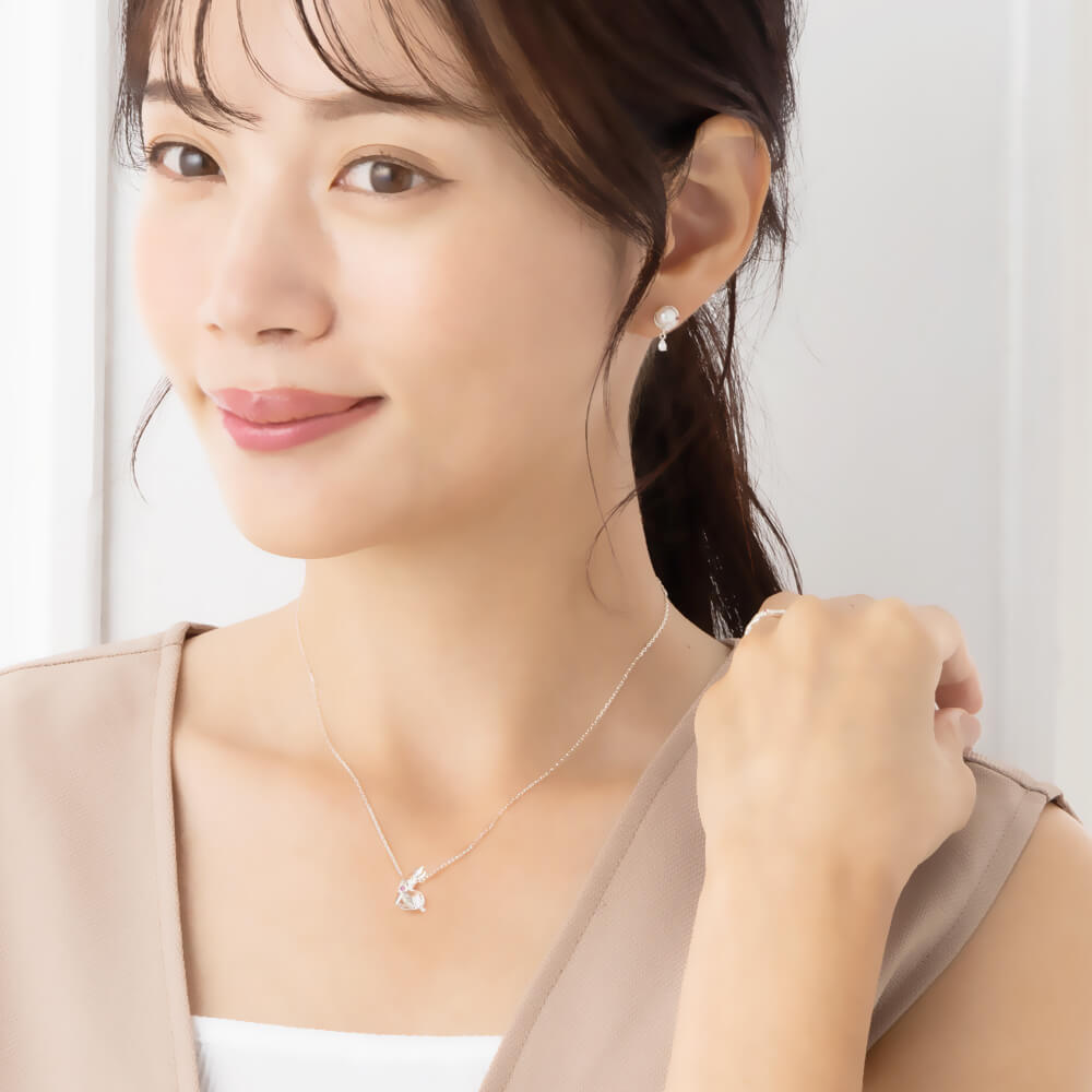 ネックレス レディース うさぎ ウサギ ラビット 誕生石 シルバー